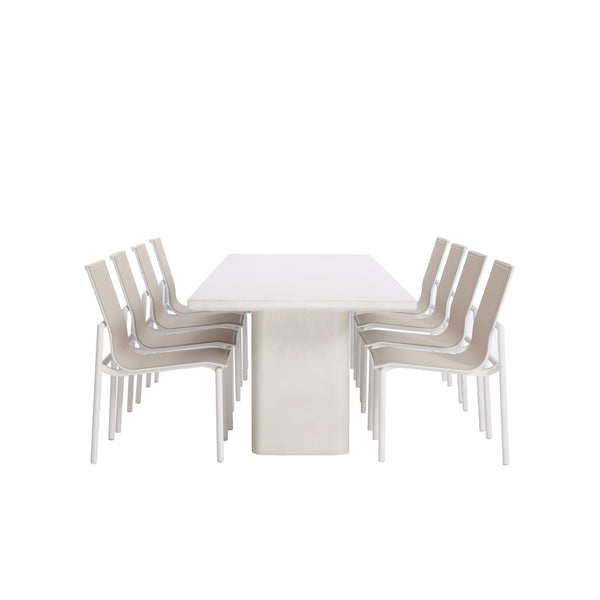 Roma 280 Table with Tamarama Dining Chair 9 Pc Outdoor Dining Setting White