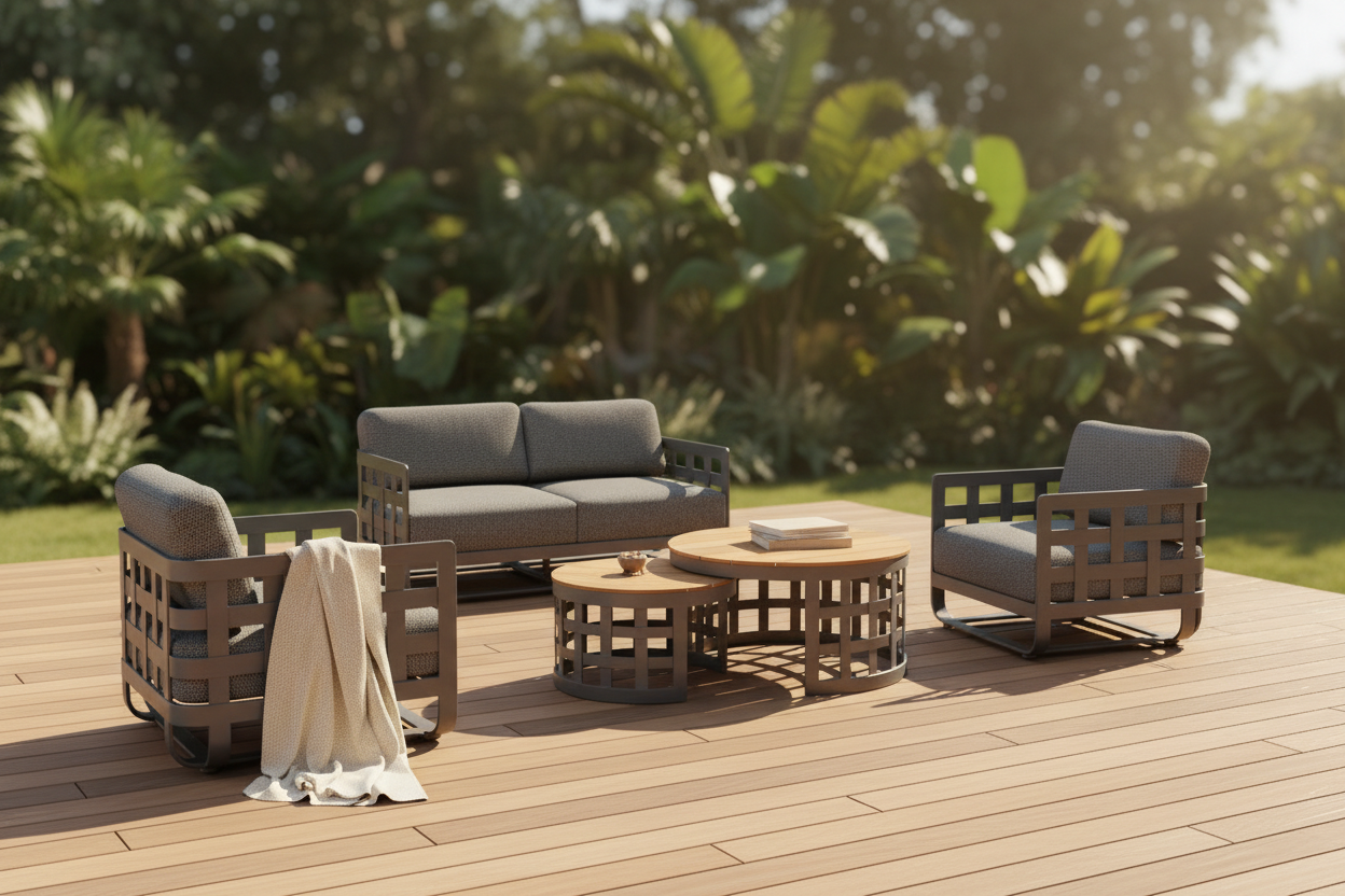 Burberry 5 Pieces | Outdoor Lounge Setting | Charcoal Aluminium