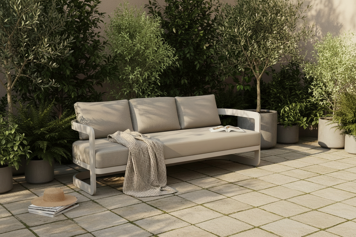 Audi 3 Seater Outdoor Lounge Setting | Beige Aluminium