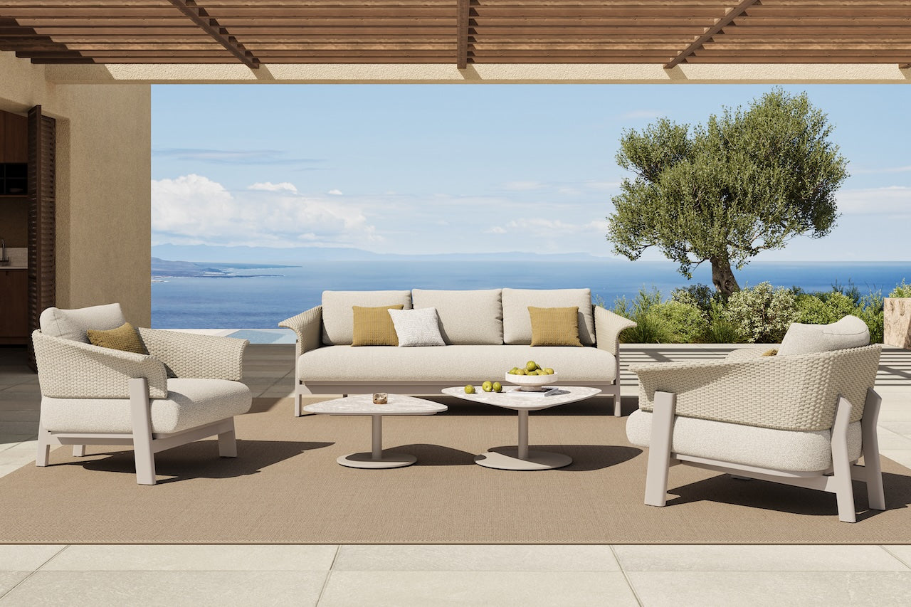 Silver Shell 5 Pieces Outdoor Lounge Setting - Beige