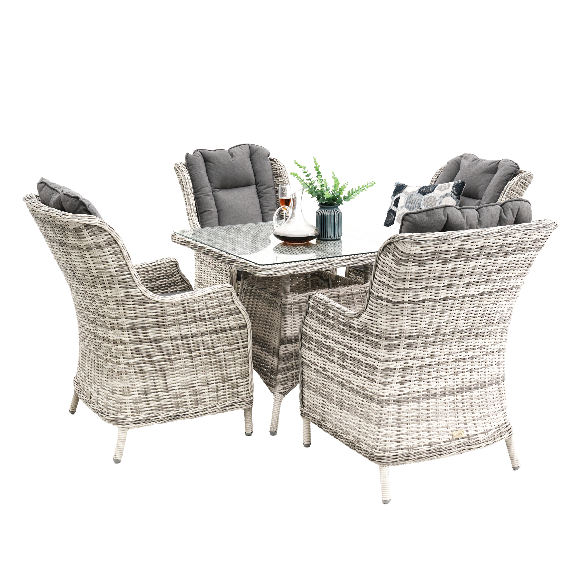 San Jose 5 Pc Outdoor Dining Setting Zen White