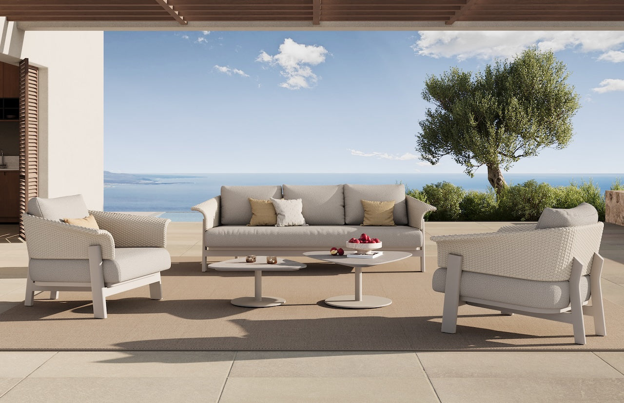 Silver Shell 5 Pieces Outdoor Lounge Setting - Beige