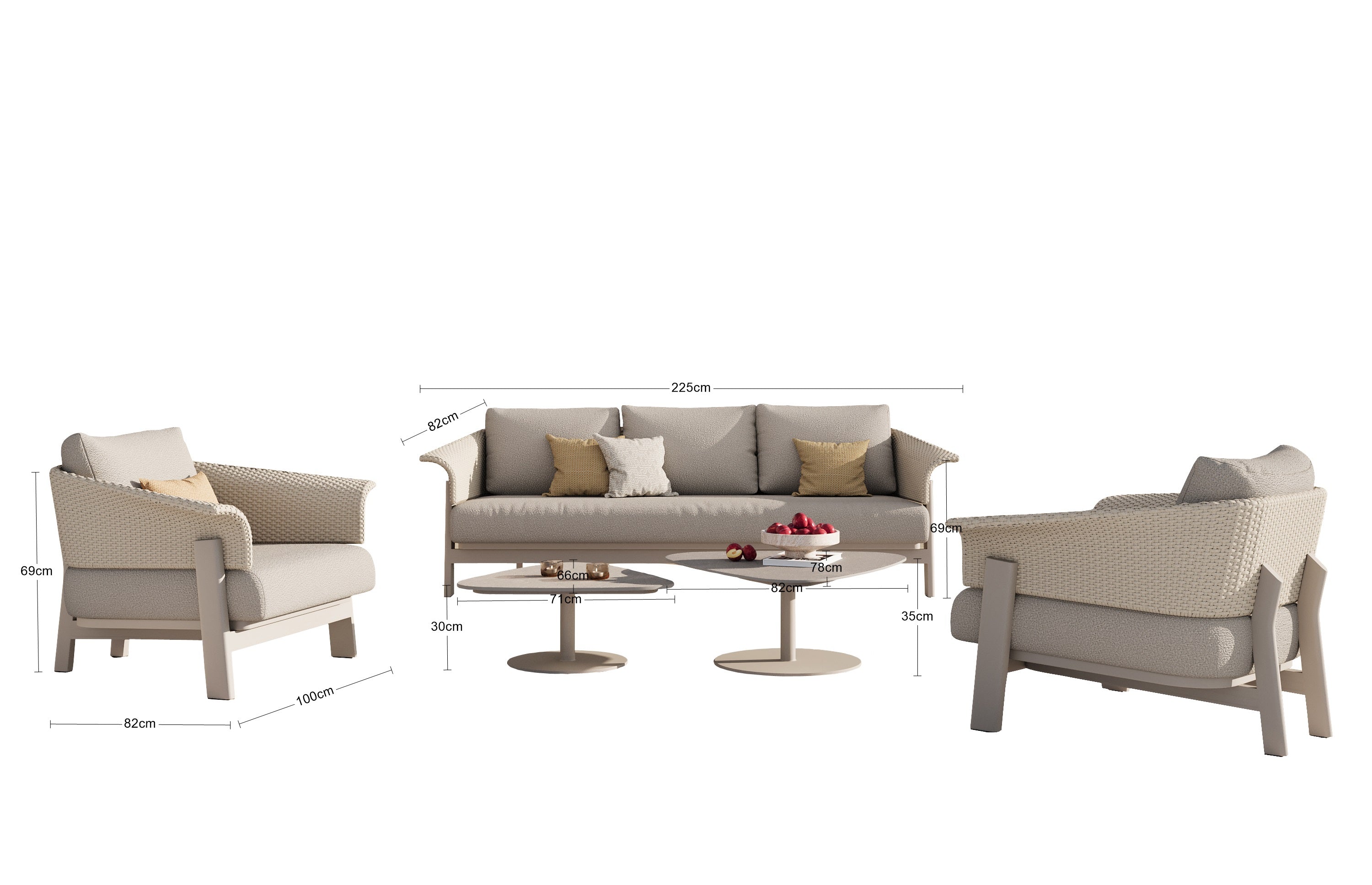 Silver Shell 5 Pieces Outdoor Lounge Setting - Beige