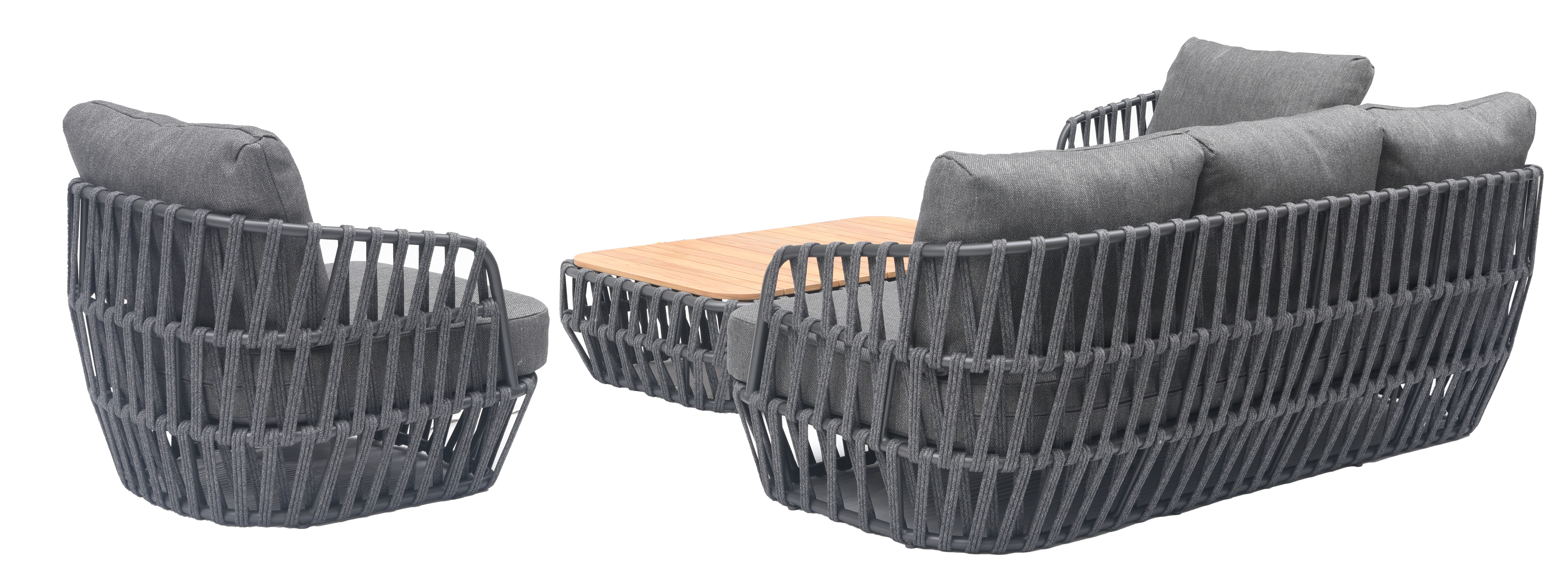 South Beach 4 Pc Outdoor Lounge Setting - Dark Grey + Dark Grey