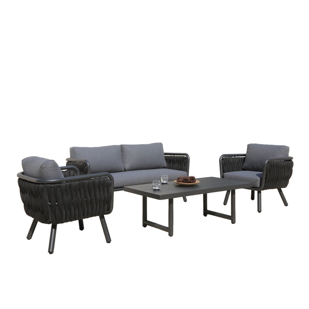 Volta V3 4 Pc Outdoor Lounge Setting White | Charcoal