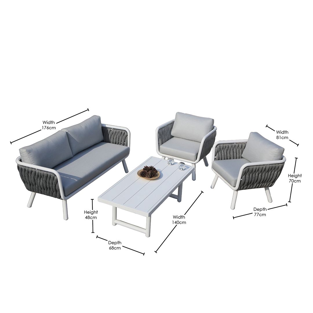 Volta V3 4 Pc Outdoor Lounge Setting White | Charcoal