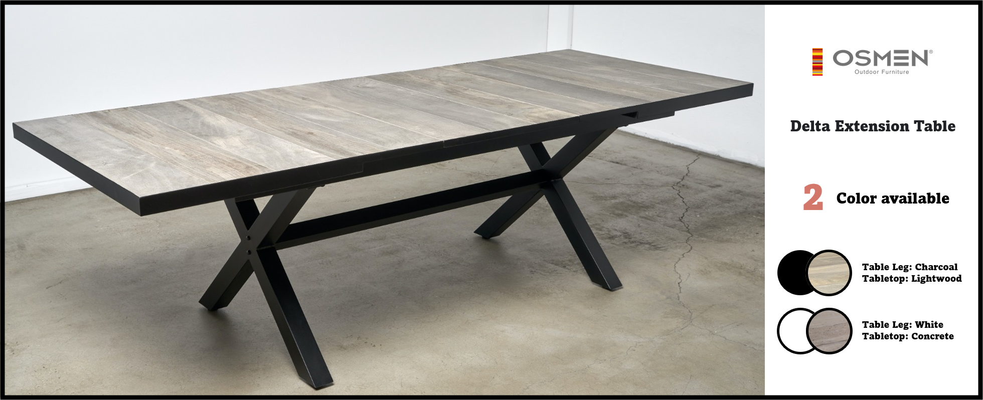Delta 2.0 Extension Table White | Charcoal