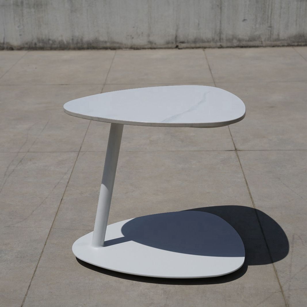 Diamond Triangular Side Table - White