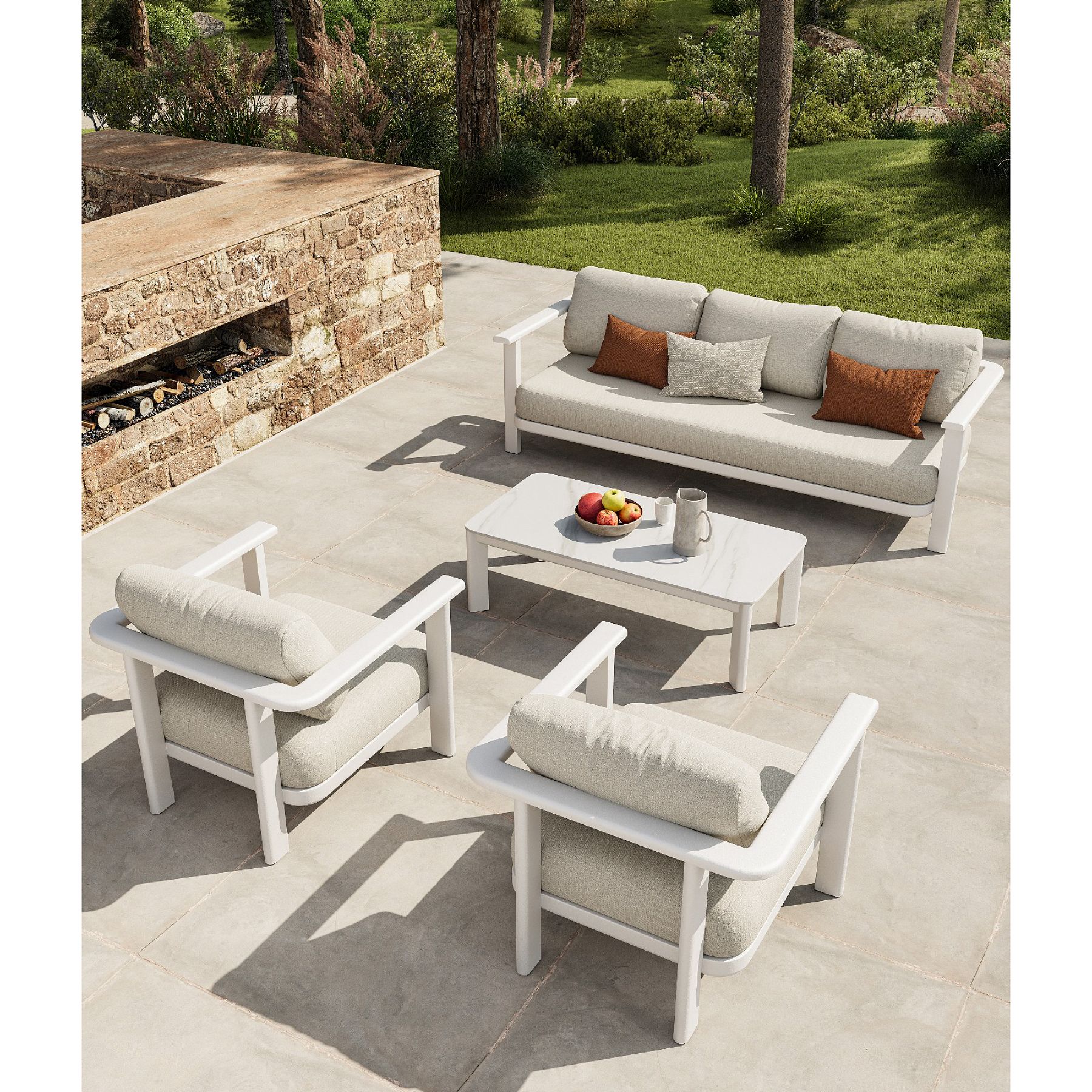 Infinity 4 Pc Outdoor Lounge Setting - White