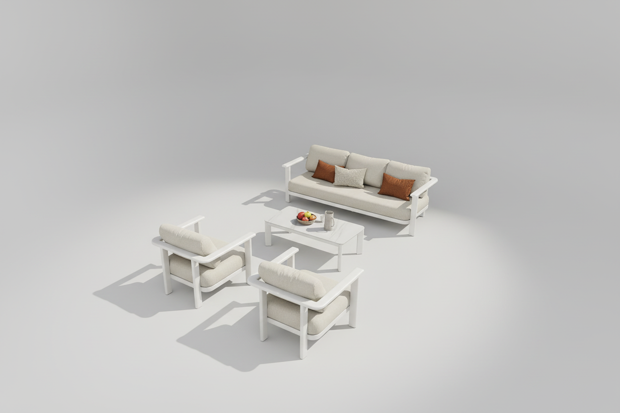 Infinity 4 Pc Outdoor Lounge Setting - White