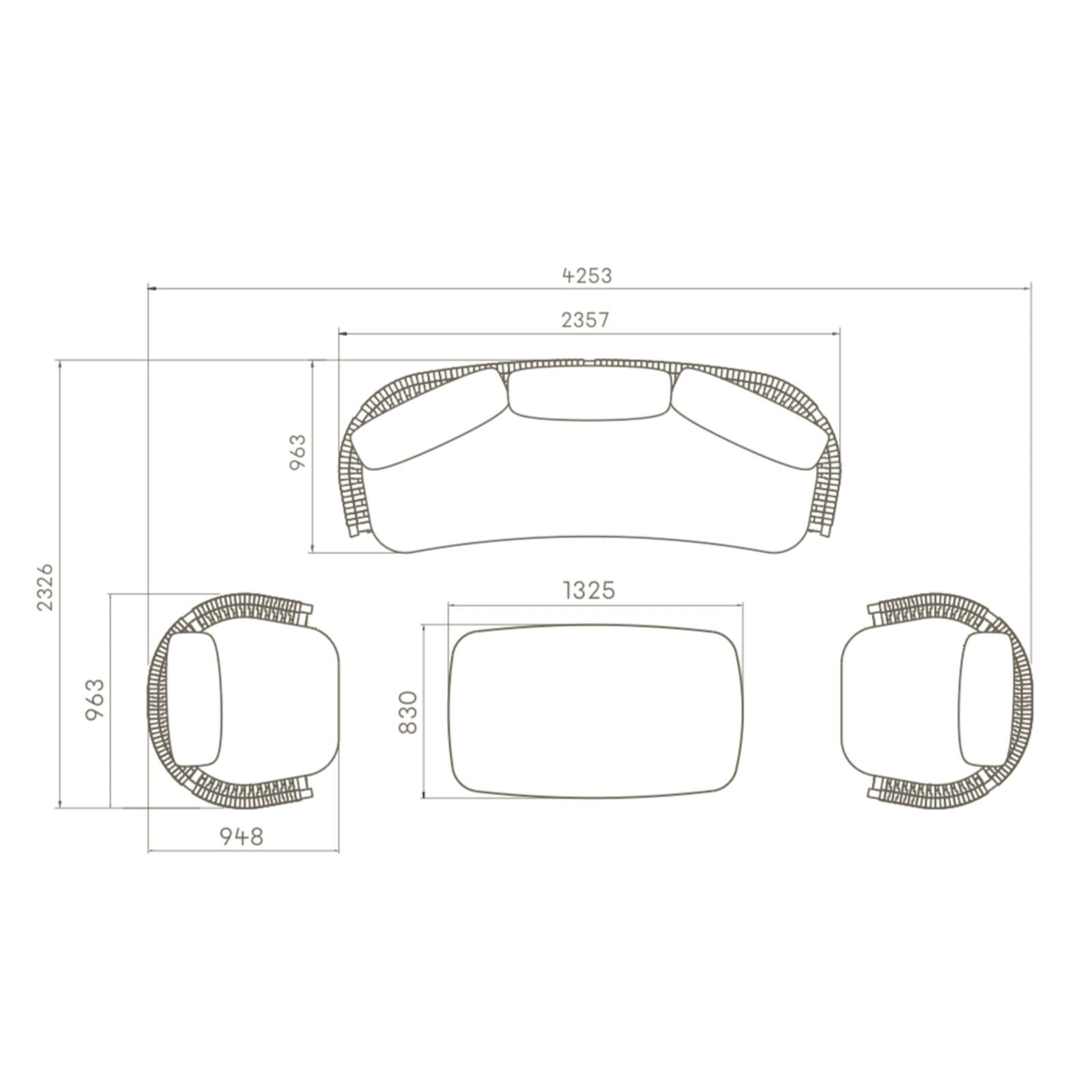 Albury 3 Pc Outdoor Lounge Setting