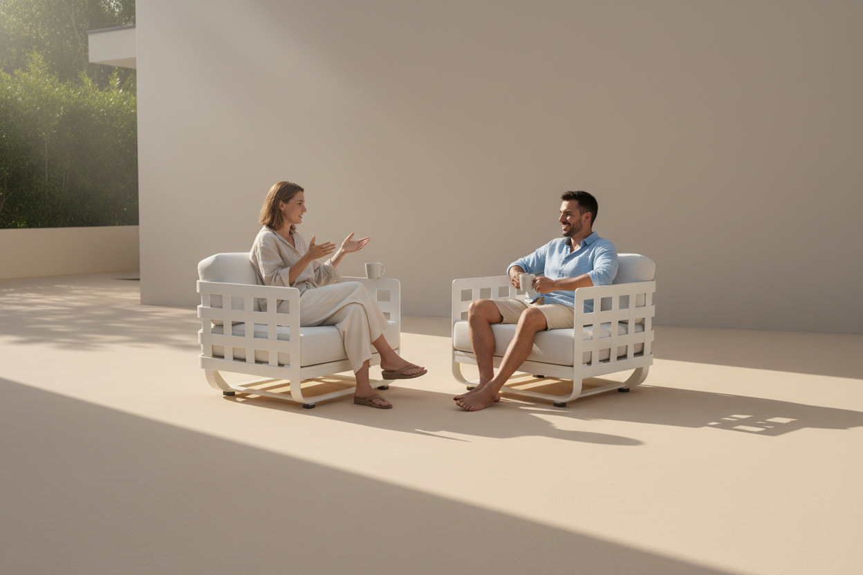 GRE Burberry lounge Single Sofa - White