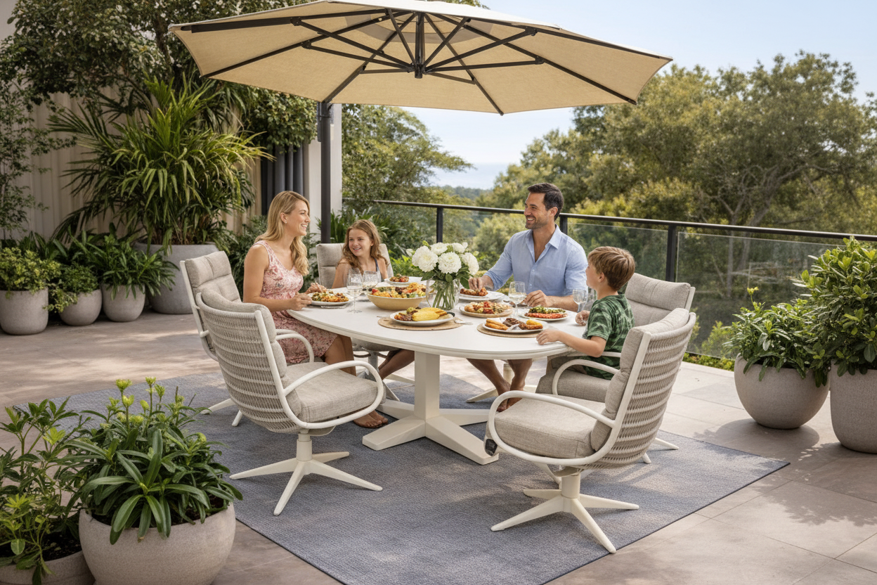 AB Anz Dining Table(220x110cm) 7pc Kit/Set Oyster