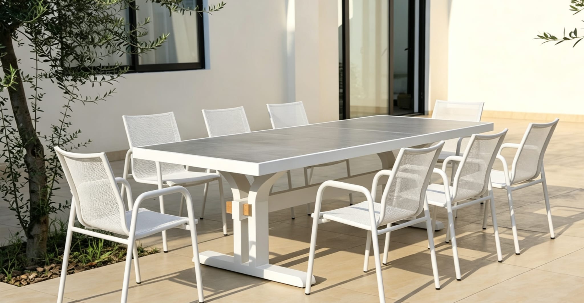 Sun Garden 3m x 6m Special Bundle Set White | Free 9PC Fixed Harbour Bridge Set with 8x Diamond Carver Chairs