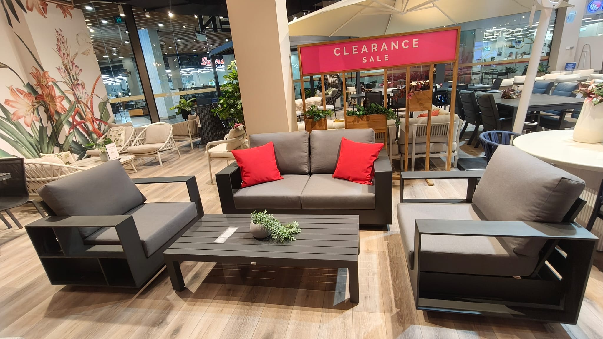 Helios 2.0 Lounge 4PC 2 seater Kit/Set (2+1+1+CT) - Charcoal - CLEARANCE