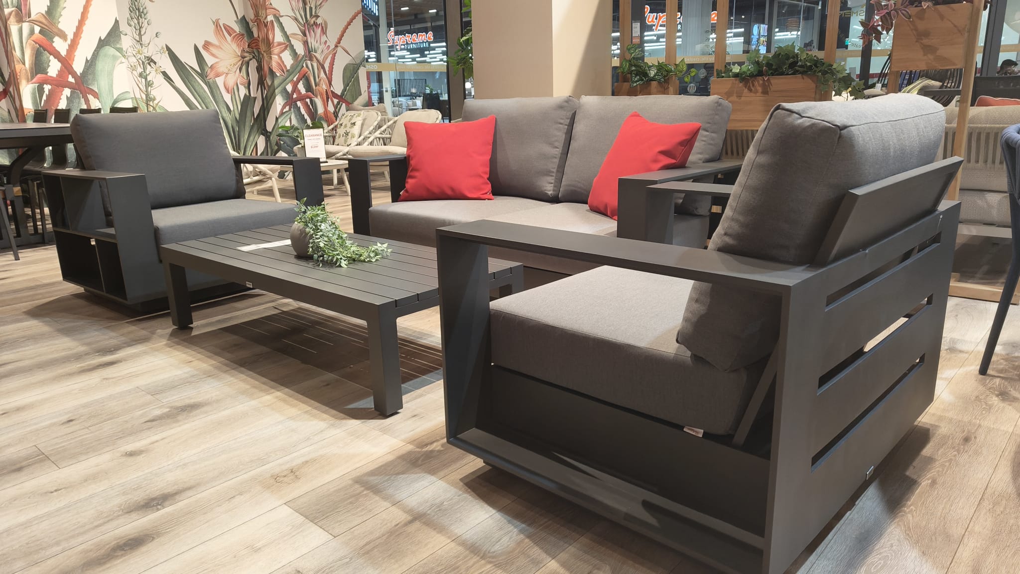 Helios 2.0 Lounge 4PC 2 seater Kit/Set (2+1+1+CT) - Charcoal - CLEARANCE