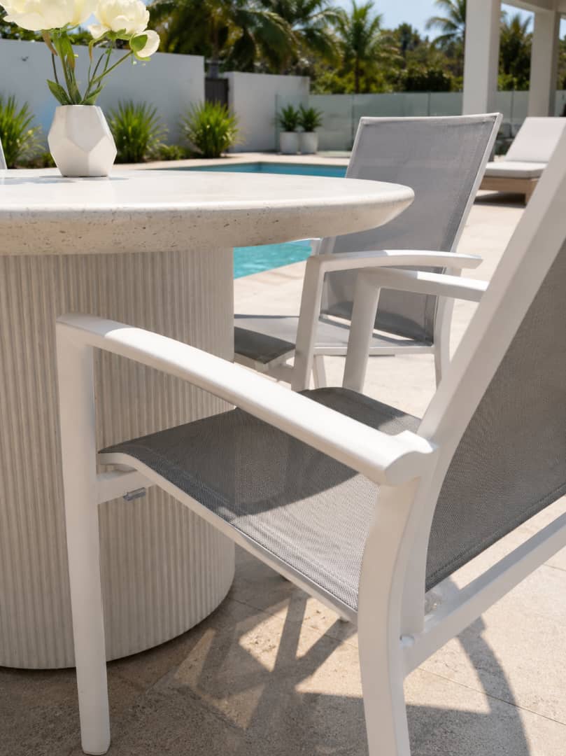 Palma Dining 5pc Kit/Set with Borba Carver Chair - White