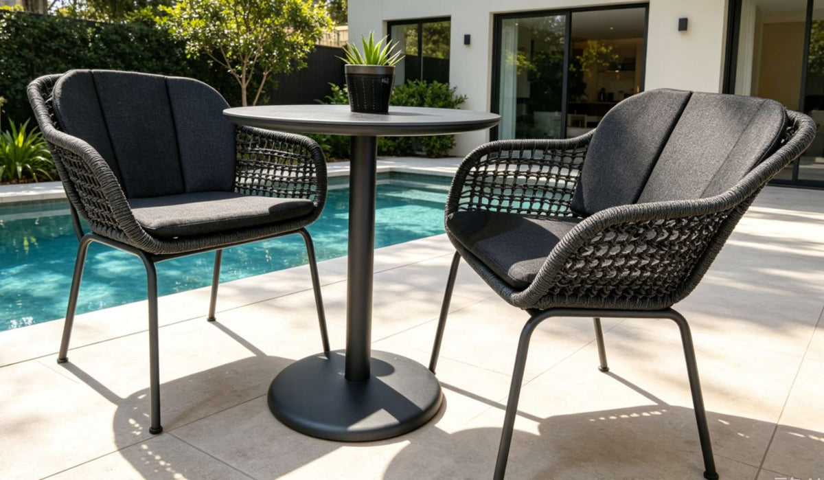 Poland Desert Table (Dia. 60*74cm) + 2 x Inkee Carver Chair 3pc Kit/Set - Dark Anthracite