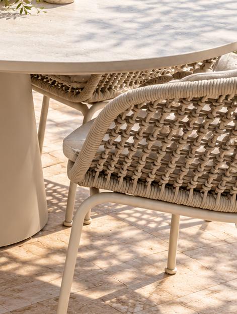 Demark Dining Table With 6 X Inkee Carver Chair 7PC Kit/Set Sand