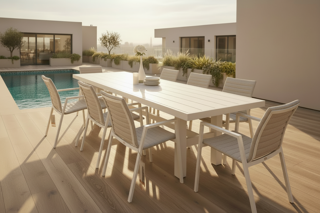 Auburn Dining Table 350cm | Charcoal Aluminium