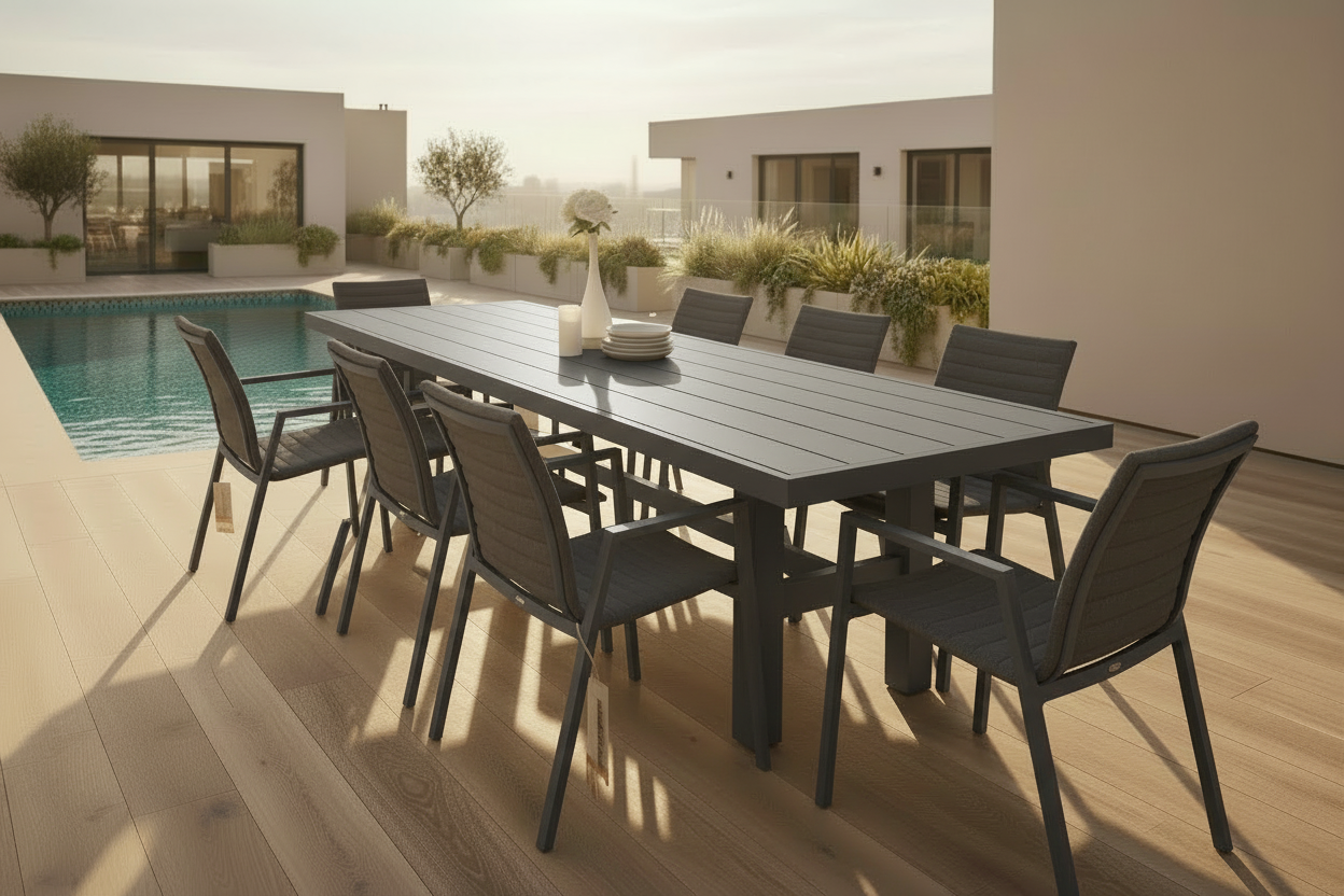 Auburn Dining Table 350cm | Charcoal Aluminium
