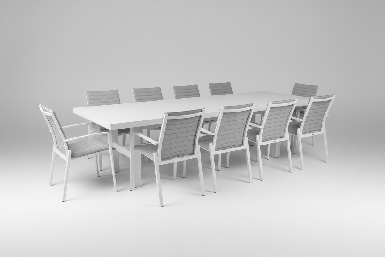 Auburn Dining Table 350cm | White Aluminium