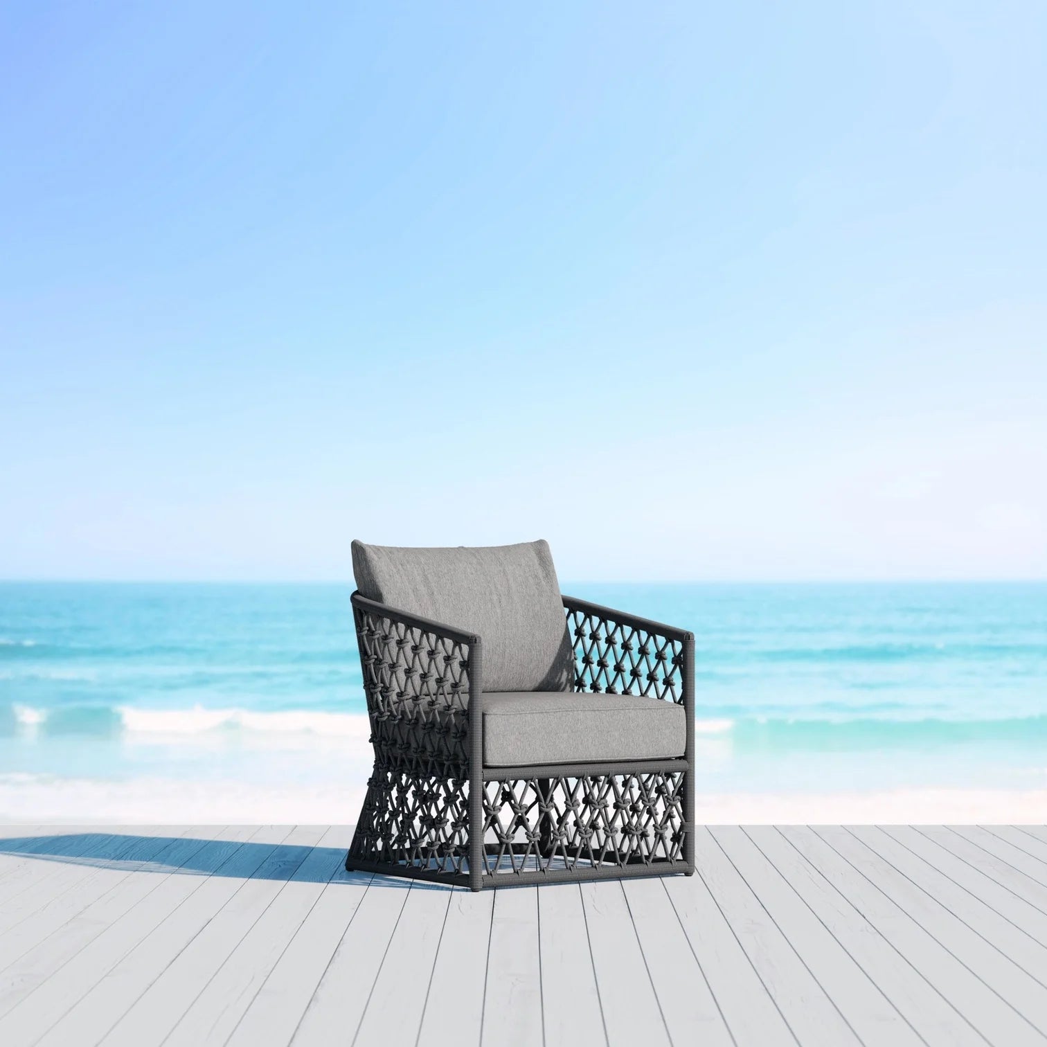 Amelia Outdoor Lounge Setting | Charcoal Aluminium & Rope