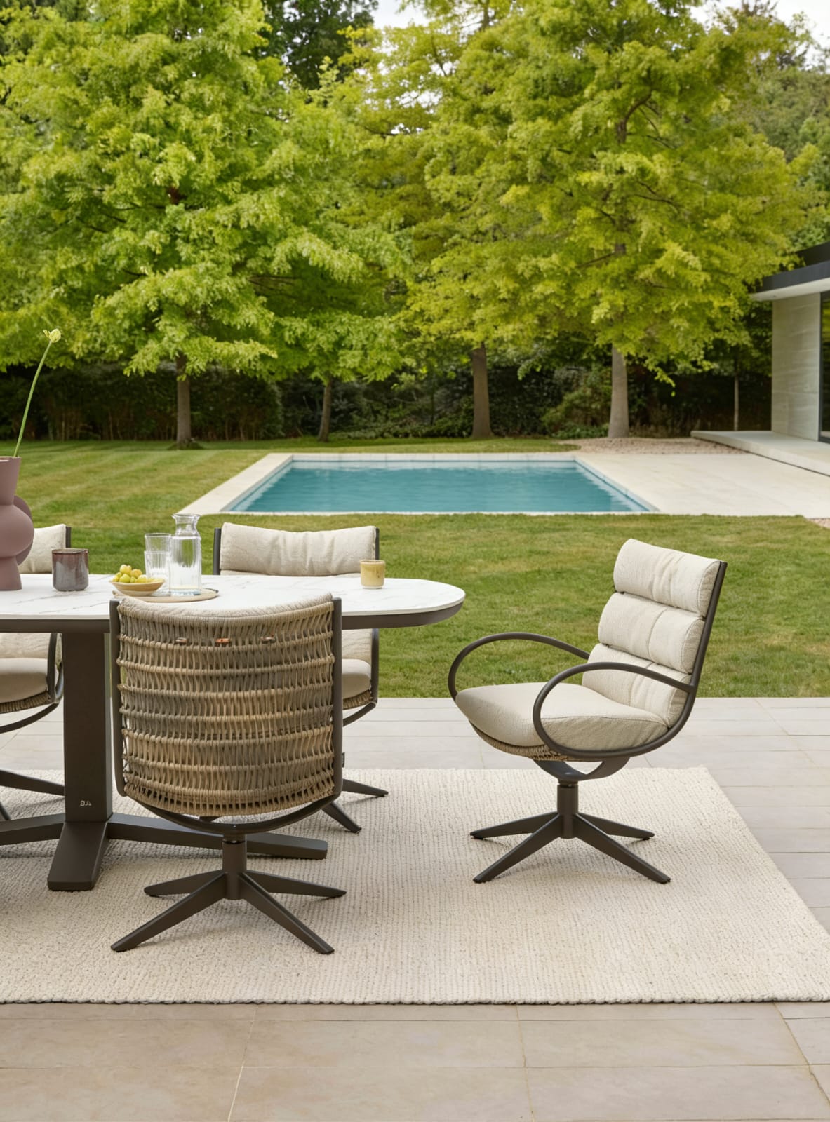 AB Anz Dining Table(220x110cm) 7pc Kit/Set Bronze/Marble