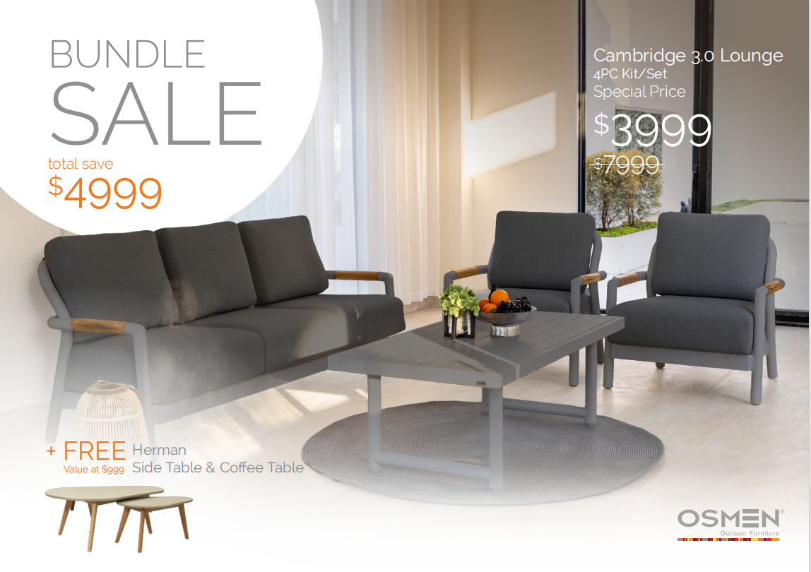 Cambridge 4 PC Lounge Charcoal | Get FREE Moeven Coffee & Side Table