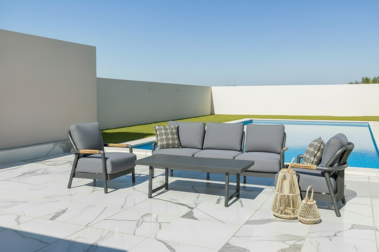 Cambridge 4 PC Lounge Charcoal | Get FREE Moeven Coffee & Side Table