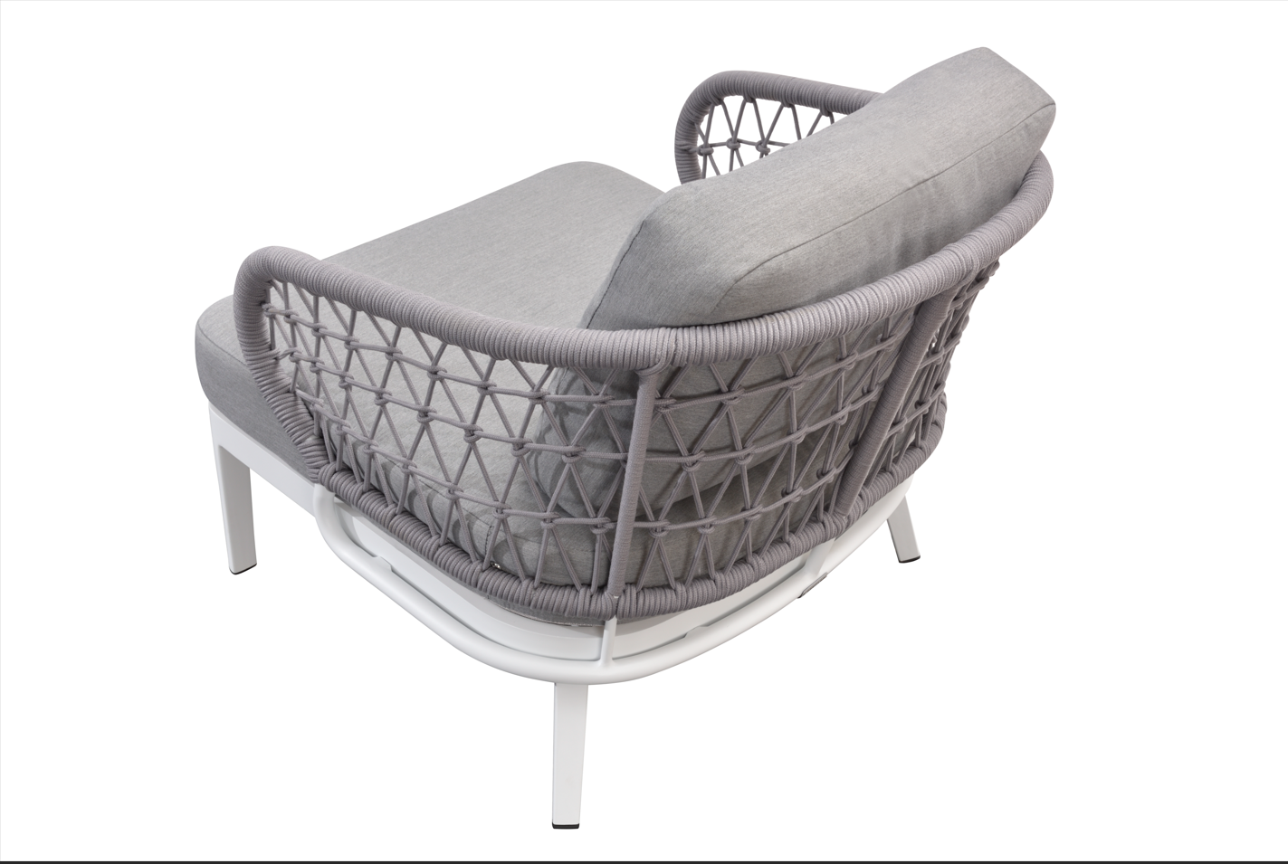 Jazz 4 Pc Outdoor Lounge Setting | Charcoal Rope & White Aluminium