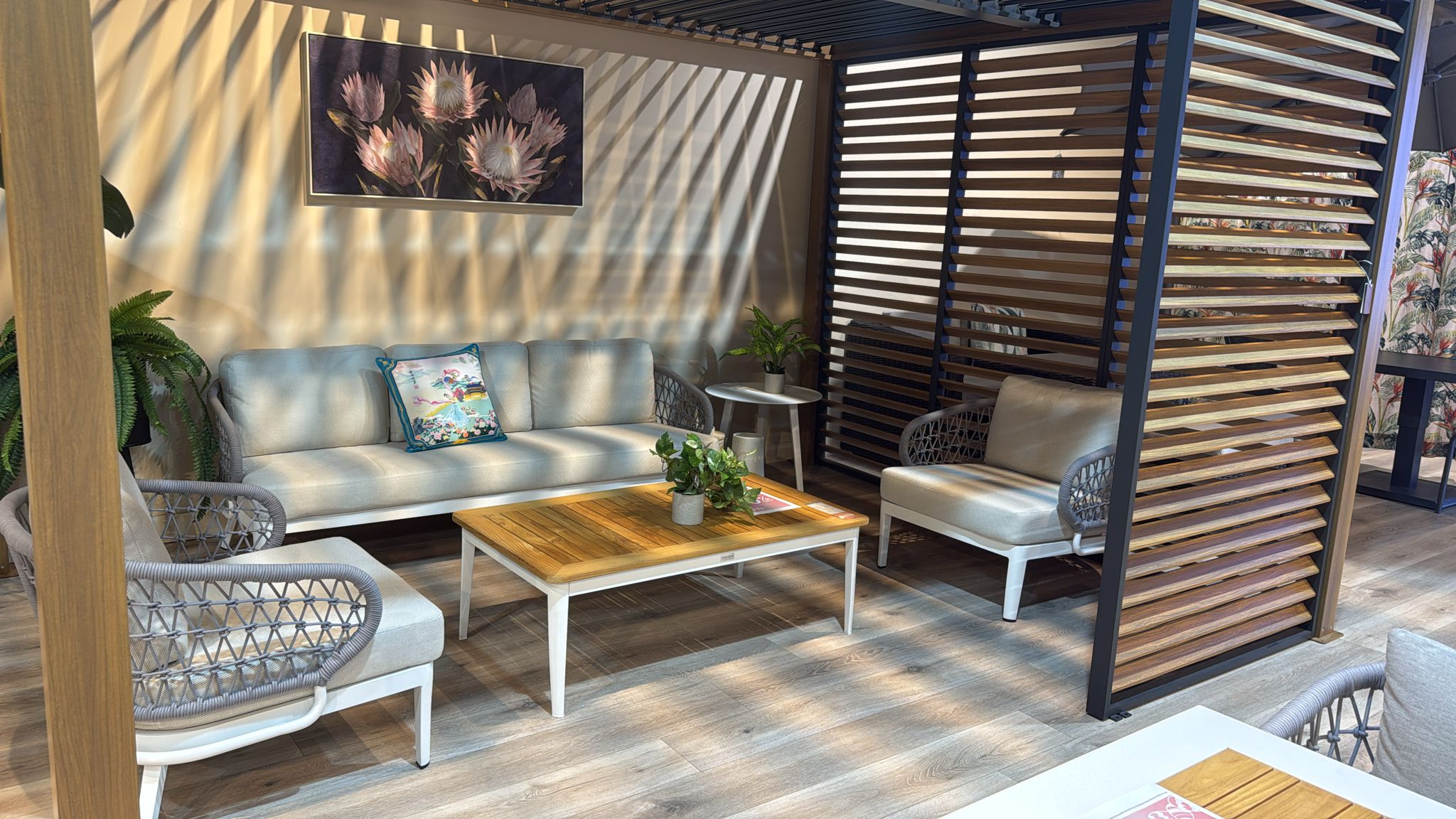 Jazz 4 Pc Outdoor Lounge Setting | Charcoal Rope & White Aluminium