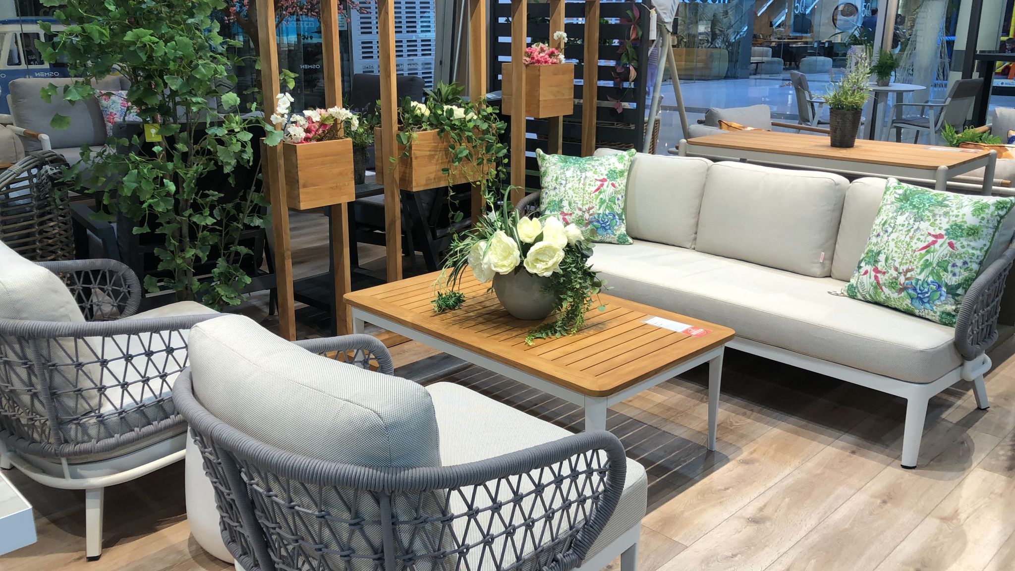 Jazz 4 Pc Outdoor Lounge Setting | Charcoal Rope & White Aluminium