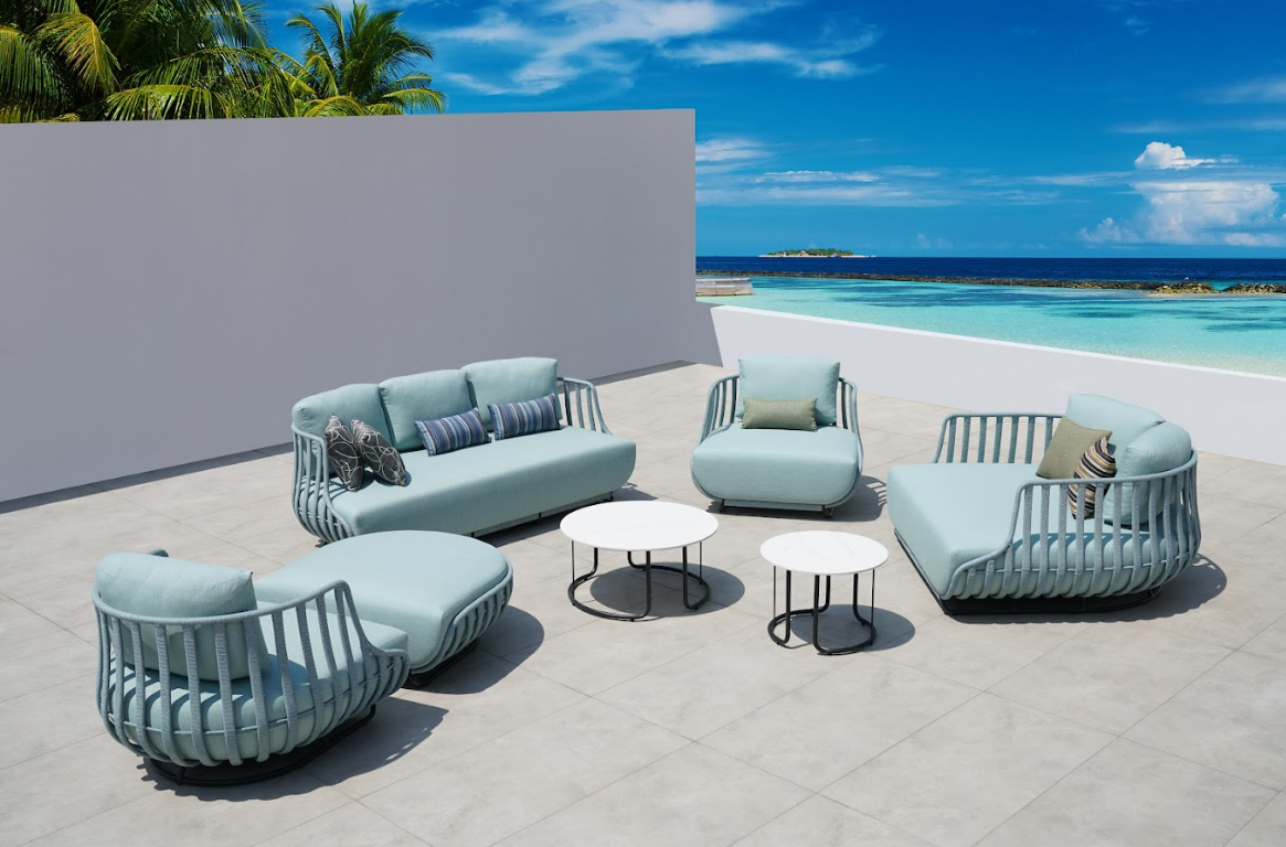 Louis 6 PC Lounge Kit/Set - Charcoal | Blue