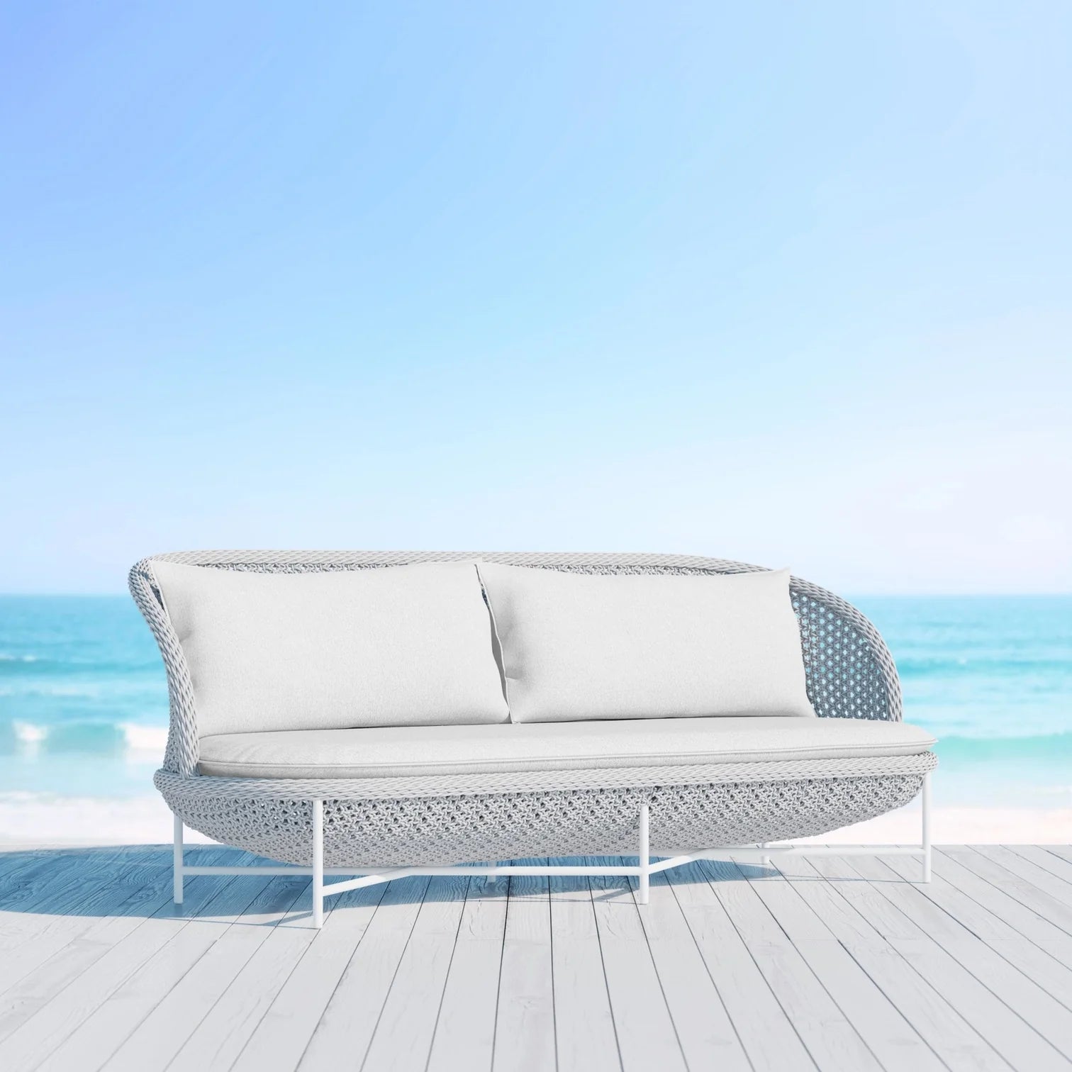 Montauk 7 Piece | Outdoor Lounge Setting | White Aluminium & Rope