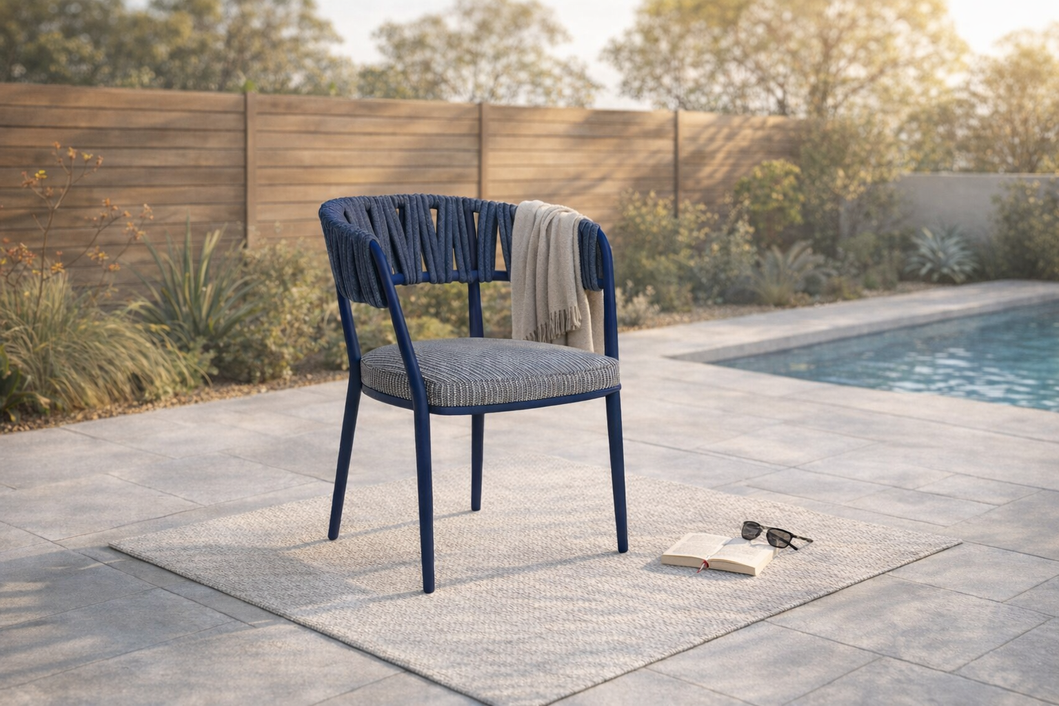 Swipe Carver Chair | Blue Aluminium & Rope
