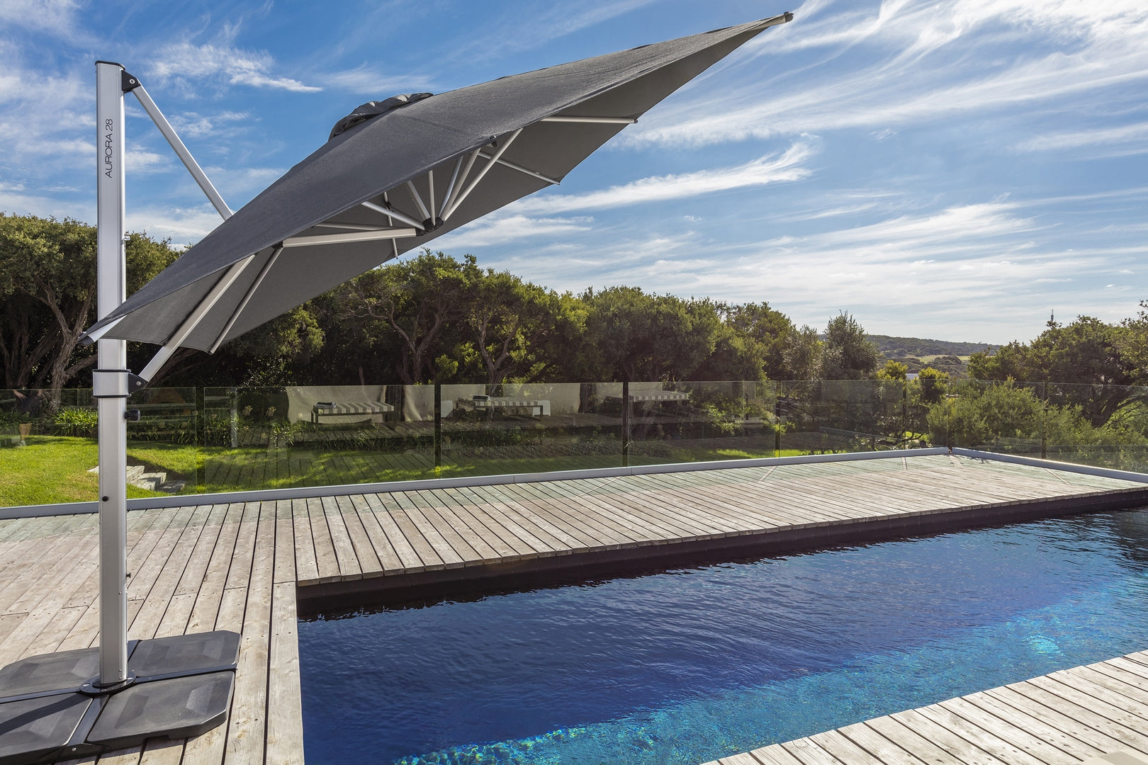 abba patio cantilever umbrella australia Aurora 2.8 square Premium cantilever umbrella (100% Solution dyed Olef