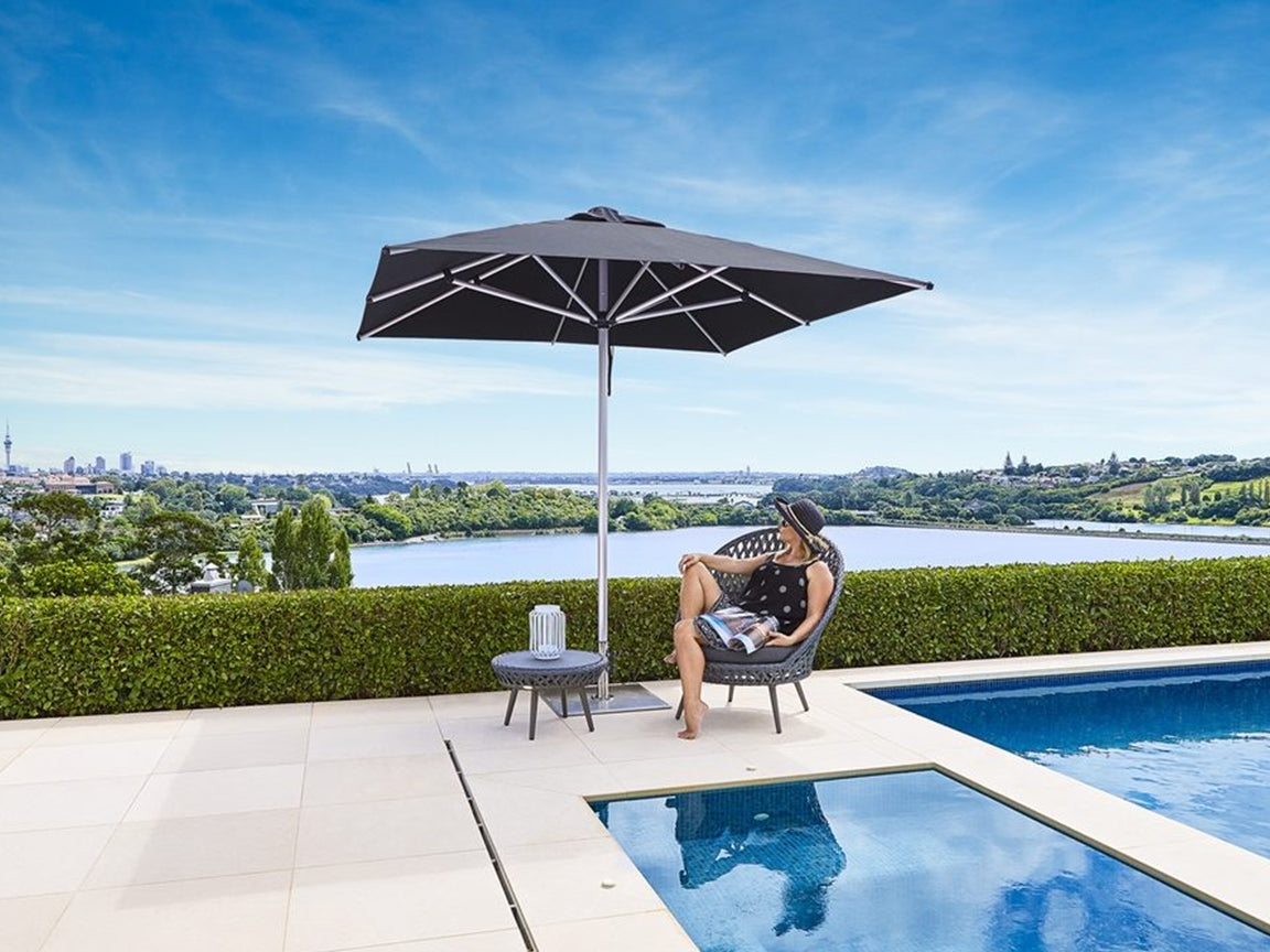 Monaco 3M Square Premium Patio Umbrella - 100% Solution Dyed Poly-Olefin Canvas