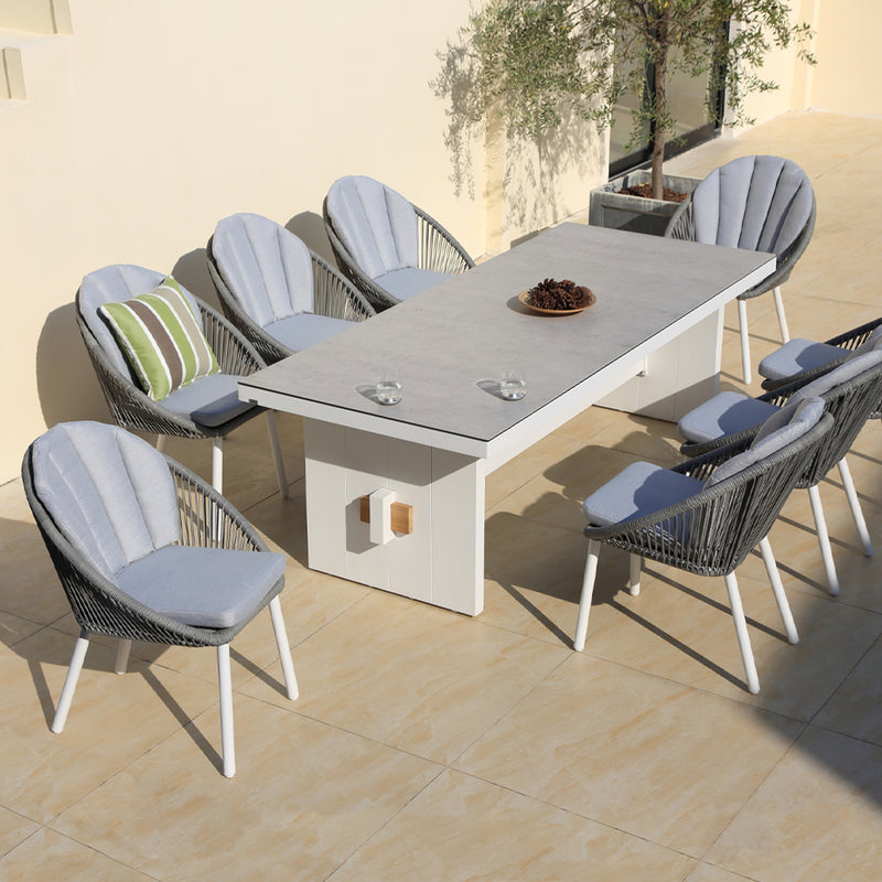 Washington Bridge Pop-up Extension | 320x100cm | Outdoor Dining Table | White Ceramic Glass & Aluminium