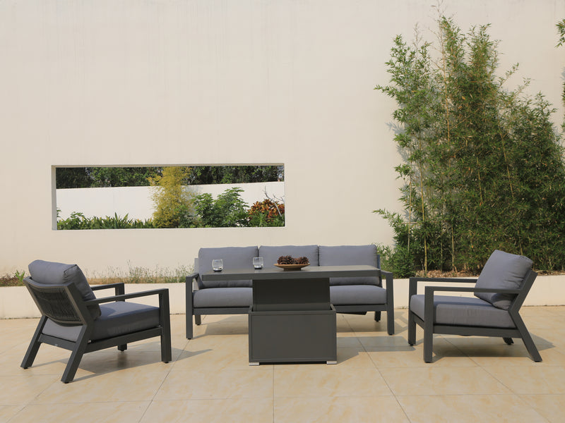 Taliya 4 Pc 5 Seater Outdoor Lounge Setting Charcoal