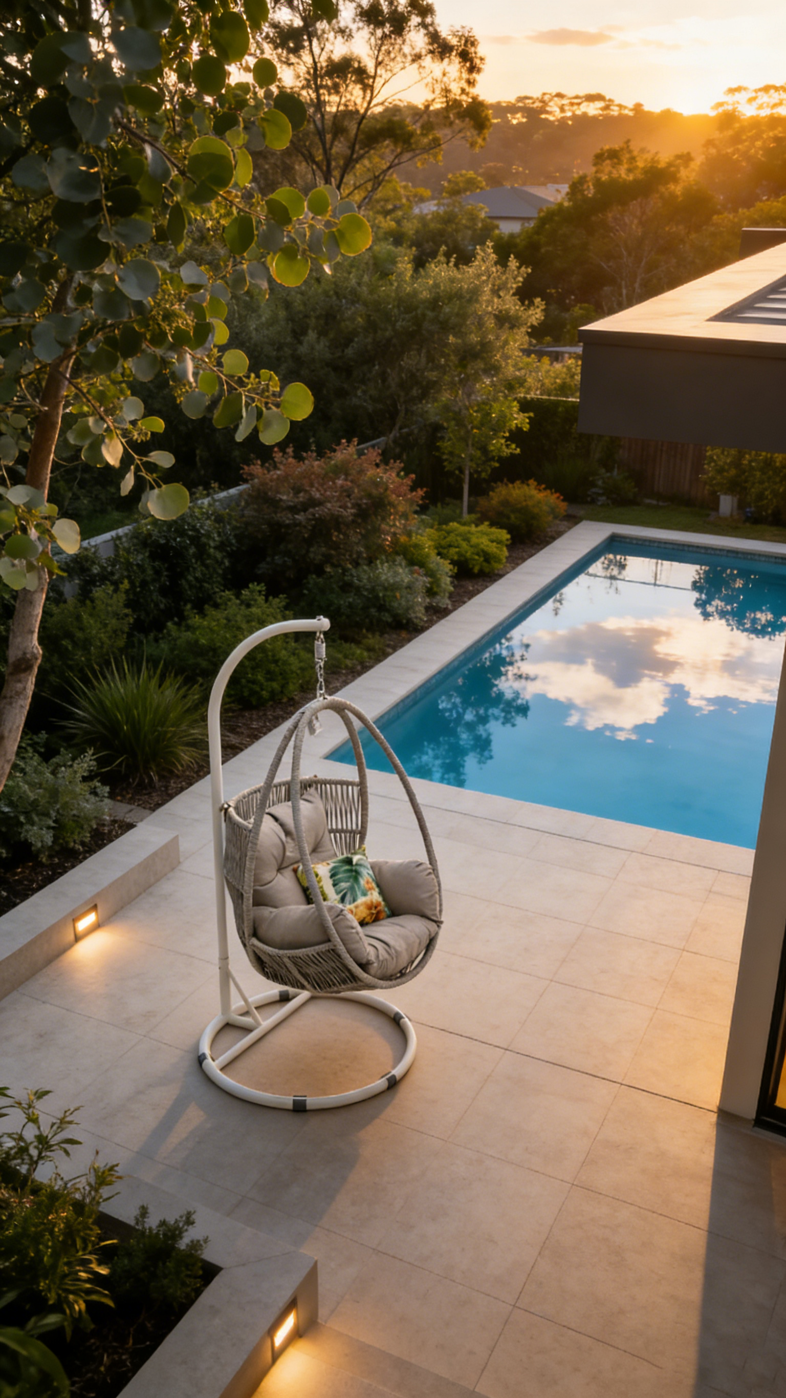 Hervey Bay Outdoor Hanging Egg Chair | Light Grey And Beige Cushion