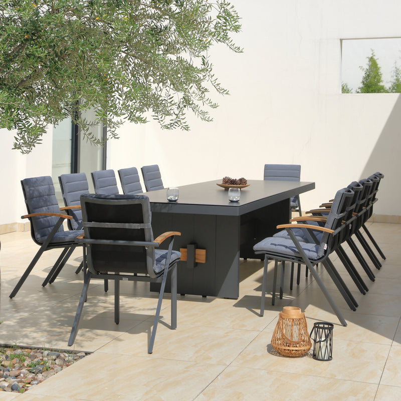 Washington Bridge  | 320x100cm | Outdoor Dining Table | Charcoal Ceramic Glass & Aluminium