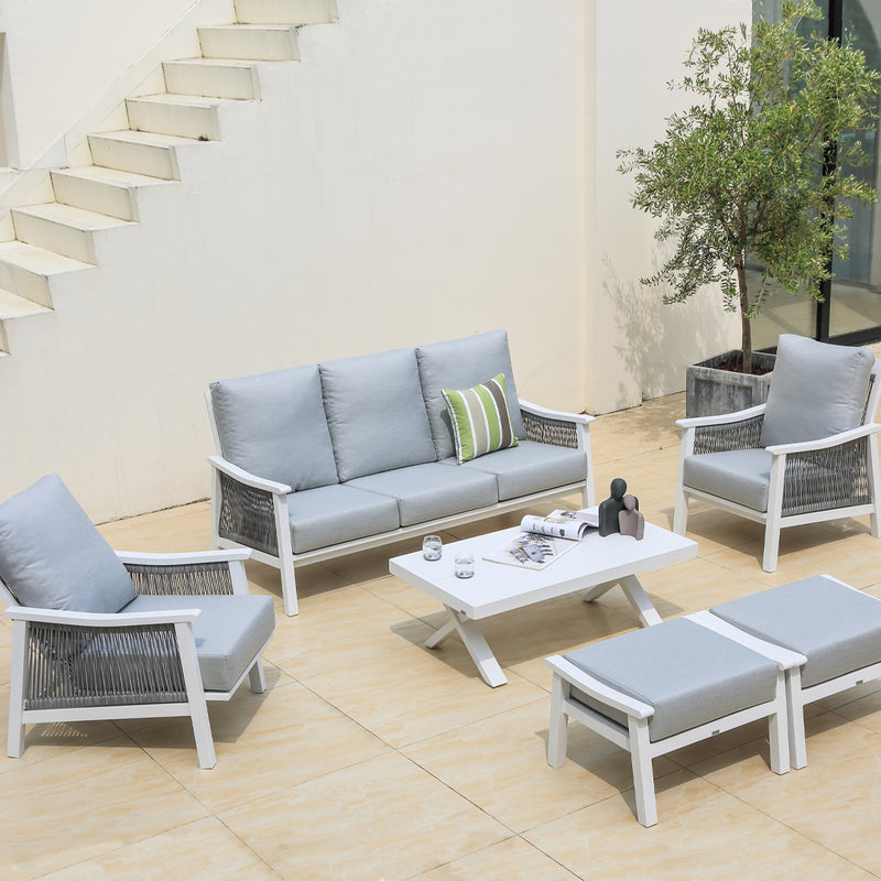 Pearl 6 Pc Outdoor Lounge Setting White