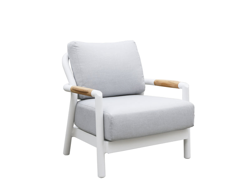 Cambridge 4 Piece | Outdoor Lounge Setting | White Aluminium & Teak