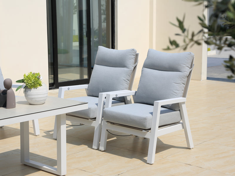 Alura 4 Pc Recliner Outdoor Lounge Setting White