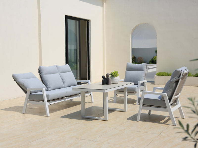 Alura 4 Pc Recliner Outdoor Lounge Setting White