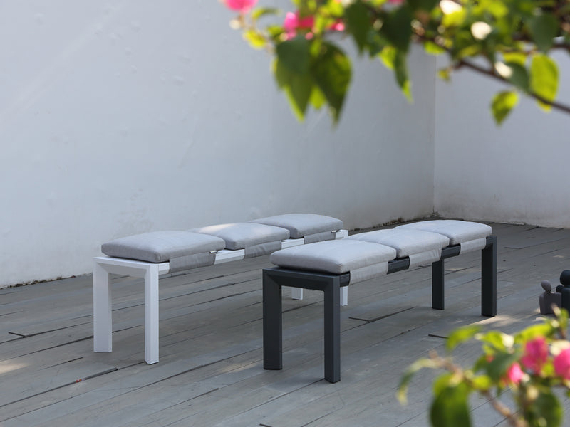 Berlin Outdoor Bench | White Aluminium | 160x46cm