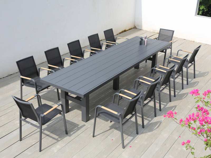 Auburn Dining Table 350cm | Charcoal Aluminium