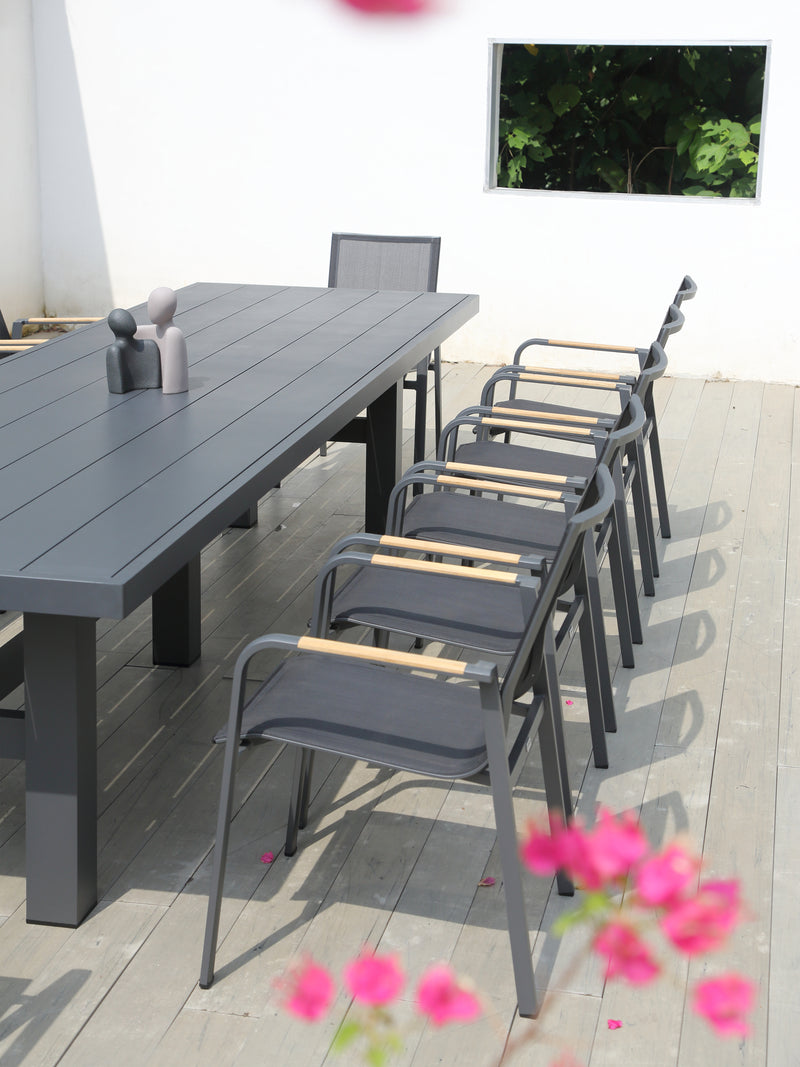 Auburn Dining Table 350cm | Charcoal Aluminium