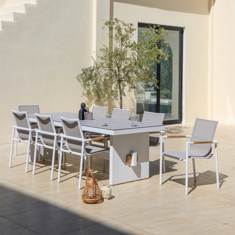 Washington Bridge Pop-up Extension | 320x100cm | Outdoor Dining Table | White Ceramic Glass & Aluminium